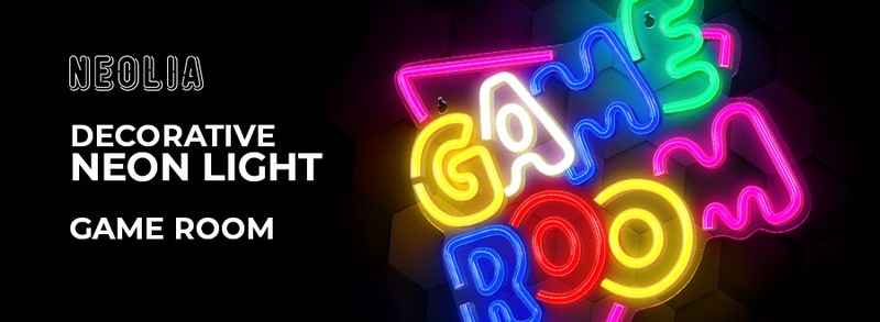 Neon LED pe plexiglas Neolia, Game Room, dimensiuni 325 x 20 x 345mm, cablu USB cu lungimea 2m, multicolor