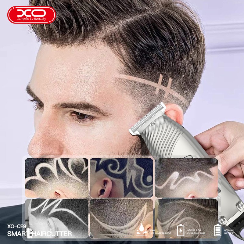 Masina de tuns fara fir XO CF9 Hair Clipper, 600 mAh, 5W, dimensiuni 155 x 41 x 38 mm, Gri