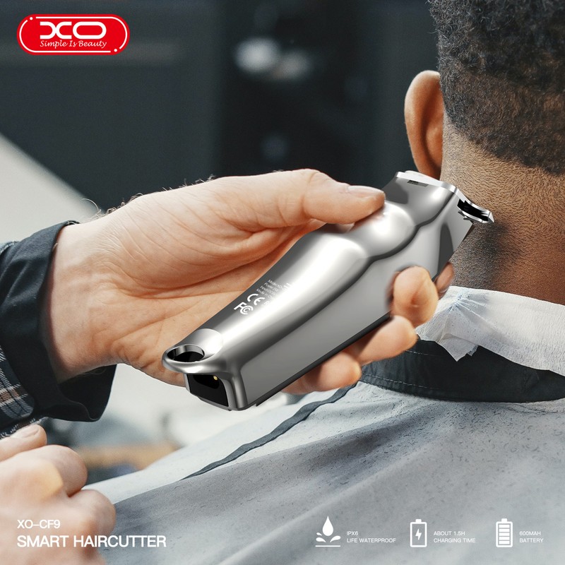 Masina de tuns fara fir XO CF9 Hair Clipper, 600 mAh, 5W, dimensiuni 155 x 41 x 38 mm, Gri
