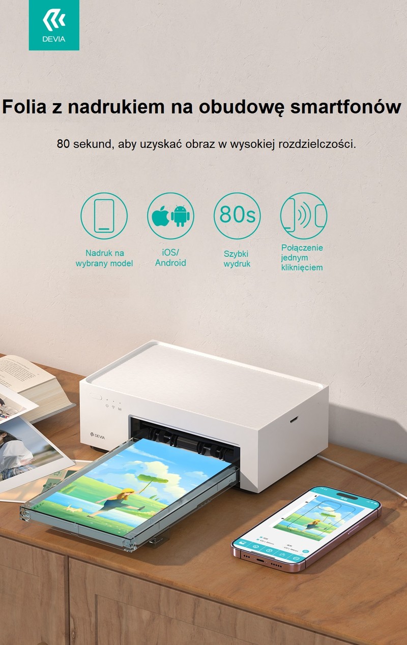Imprimanta foto Devia DHP511 Mini, sublimare, 300x300 dpi, 36 de fotografii incluse, Alb