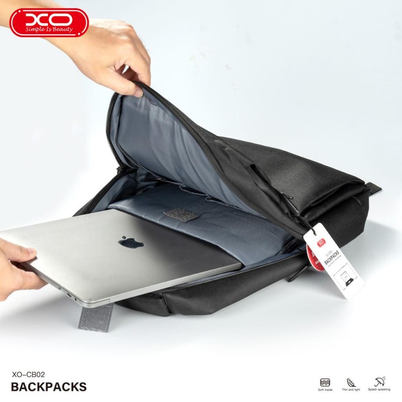 Rucsac laptop XO CB02, 15.6 inch, impermeabil, port USB, dimensiuni 420 x 290 x 115 mm, Negru