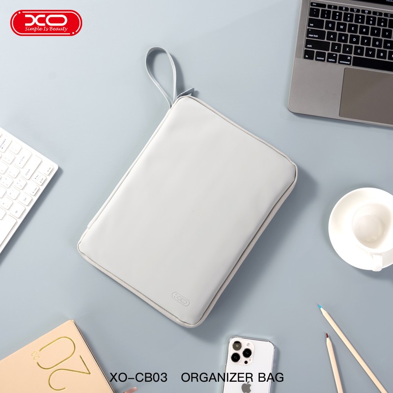 Geanta pentru tableta pana la 10,9 inch, XO CB03, cu compartimente organizare, dimensiuni 27.5 x 21 x 2.5cm, neagra