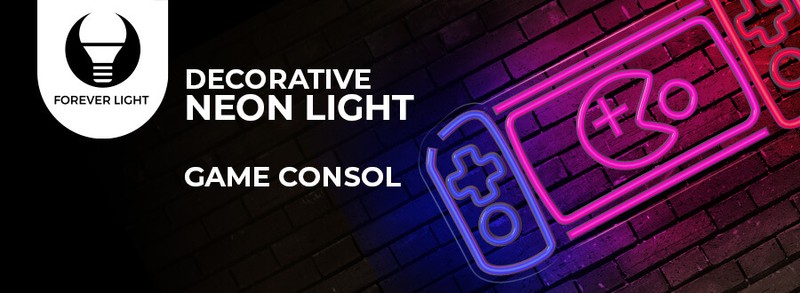 Neon LED pe plexiglas Forever Light, Game Console, dimensiuni 580 x 18 x 250mm, cablu USB cu lungimea 2m, multicolor