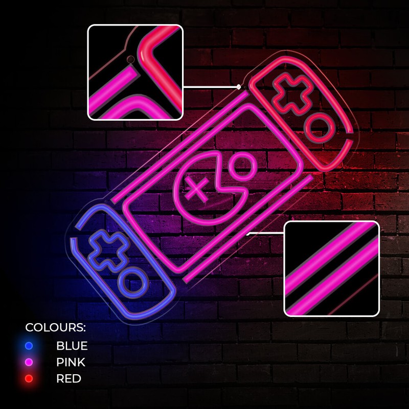 Neon LED pe plexiglas Forever Light, Game Console, dimensiuni 580 x 18 x 250mm, cablu USB cu lungimea 2m, multicolor