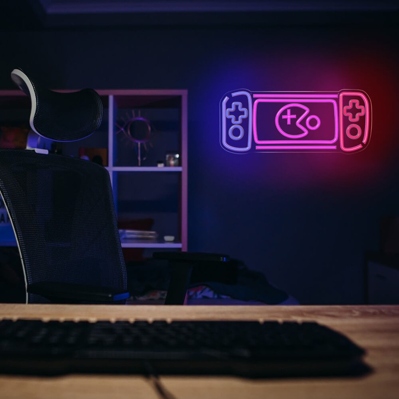 Neon LED pe plexiglas Forever Light, Game Console, dimensiuni 580 x 18 x 250mm, cablu USB cu lungimea 2m, multicolor