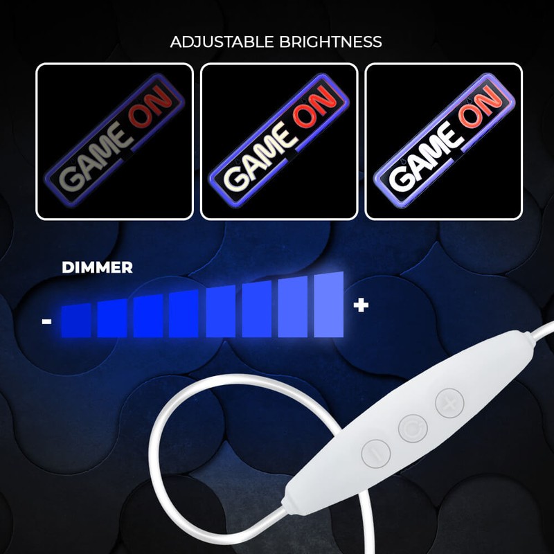 Neon LED pe plexiglas Forever Light, Game On, dimensiuni 400 x 18 x 120mm, cablu USB cu lungimea 2m, multicolor