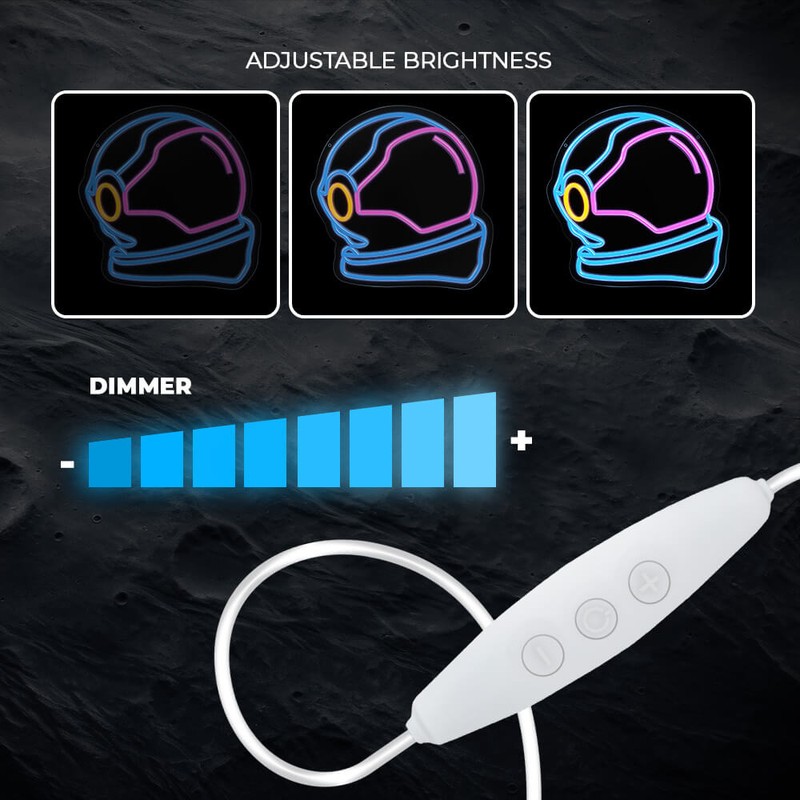 Neon LED pe plexiglas Forever Light, Astronaut, dimensiuni 400 x 18 x 375mm, cablu USB cu lungimea 2m, alimentare USB sau 3xAA, multicolor