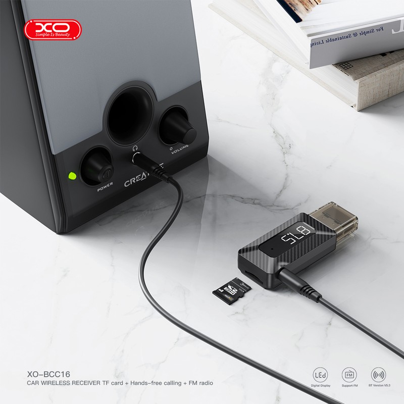 Transmitator FM XO BCC16 Bluetooth MP3 USB, USB tip A, Negru