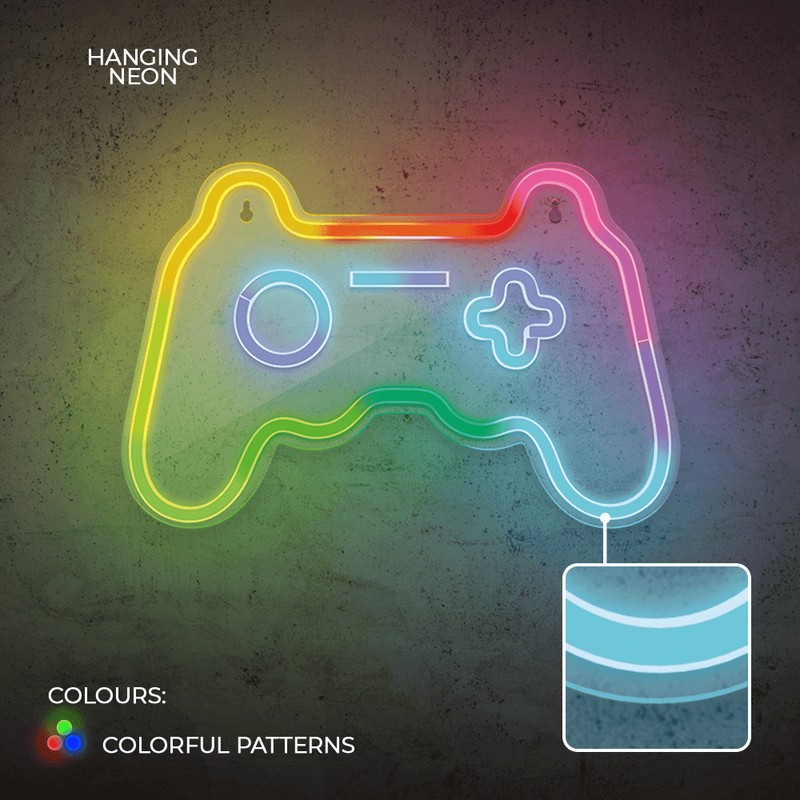 Neon LED RGB Forever Light, Gamepad, dimensiuni 425 x 28 x 285mm, cu telecomanda, cablu USB cu lungime 2m
