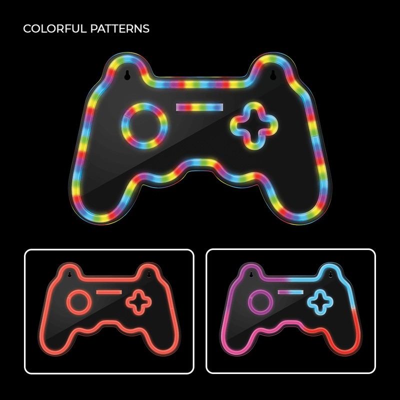 Neon LED RGB Forever Light, Gamepad, dimensiuni 425 x 28 x 285mm, cu telecomanda, cablu USB cu lungime 2m