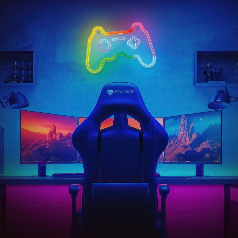 Neon LED RGB Forever Light, Gamepad, dimensiuni 425 x 28 x 285mm, cu telecomanda, cablu USB cu lungime 2m