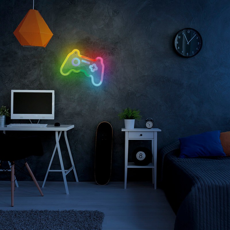 Neon LED RGB Forever Light, Gamepad, dimensiuni 425 x 28 x 285mm, cu telecomanda, cablu USB cu lungime 2m