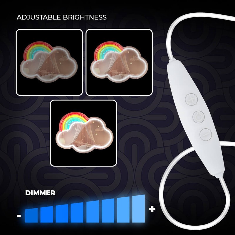 Neon LED cu oglinda Forever Light, Cloud, dimensiuni 400 x 18 x 385mm, cablu USB cu lungime 2m, multicolor