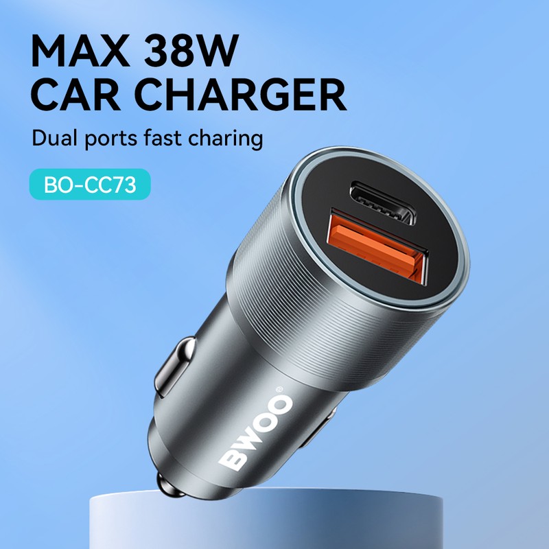 Incarcator auto BWOO BO-CC73, PD 38 W, 1x USB-C, argintiu