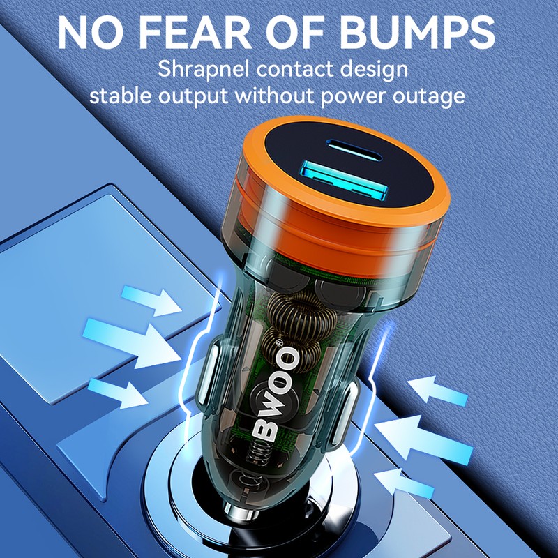 Incarcator auto BWOO, PD 38 W, 1x USB-C, transparent
