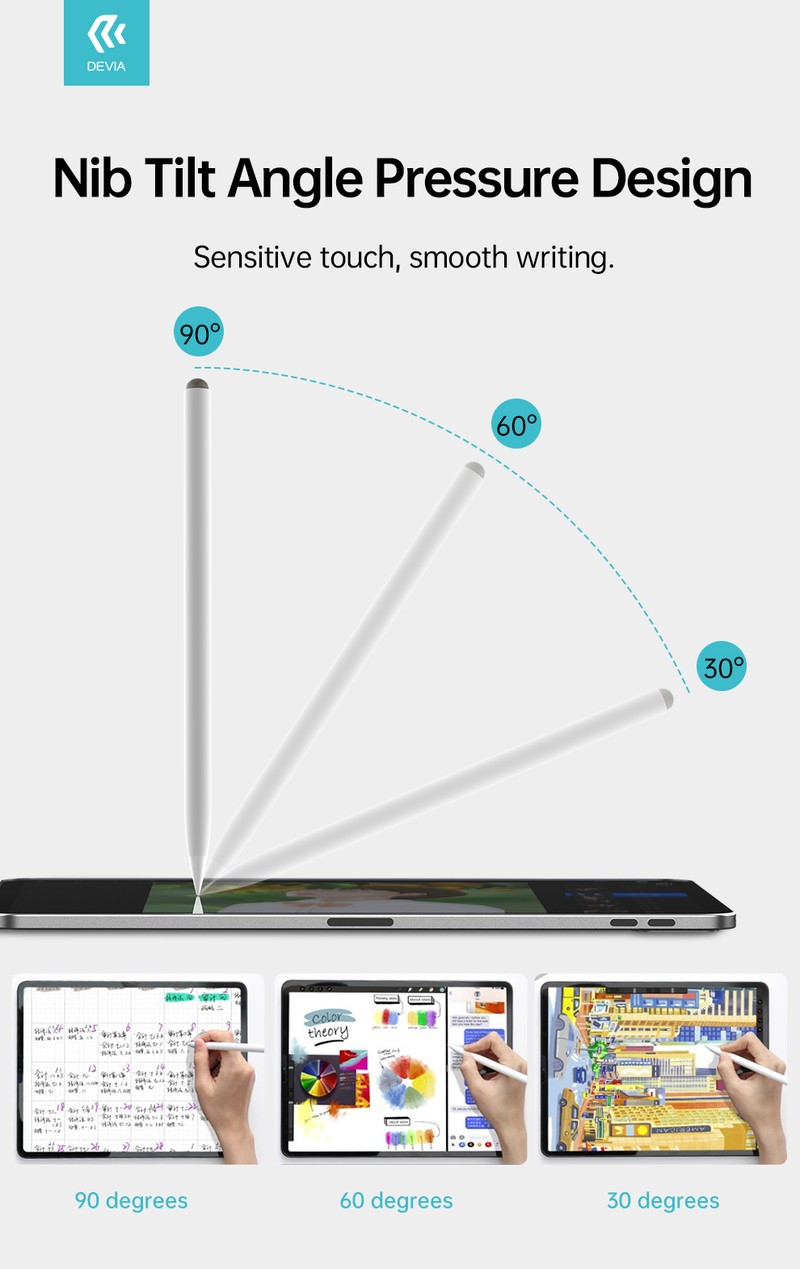 Stylus Devia SIT2205 2in1, pentru ecrane capacitive si ecrane iPad, acumulator 130 mAh, USB-C, marime L 167 x 9.5mm, invelis din aliaj de aluminiu, suport magnetic, alb