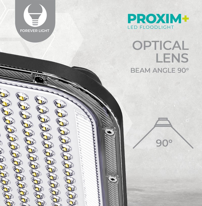 Proiector LED Proxim+ 50W 4000K 7500lm 230V IP65 Forever, dimensiuni 159 x 43 x 185mm, cablu 30cm, Negru