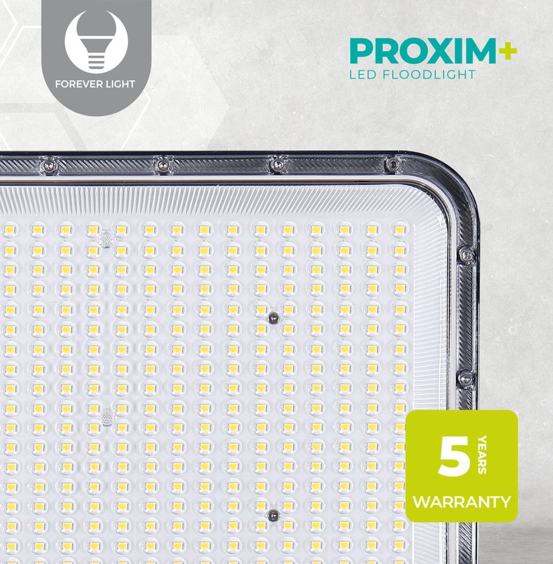 Proiector LED Proxim+ 200W 6500K 30000lm 230V IP65 Forever, cablu 40cm, dimensiuni 257 x 34 x 302mm, Negru