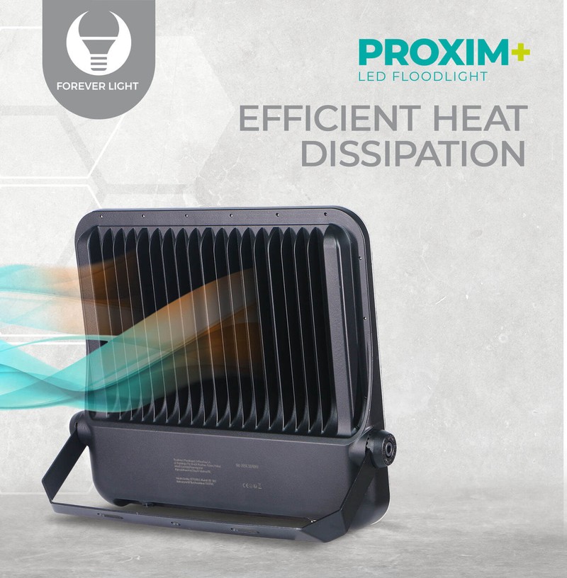 Proiector LED Proxim+ 300W 6500K 45000lm 230V IP65 Forever, cablu 40cm, dimensiuni 391 x 49 x 359mm, Negru