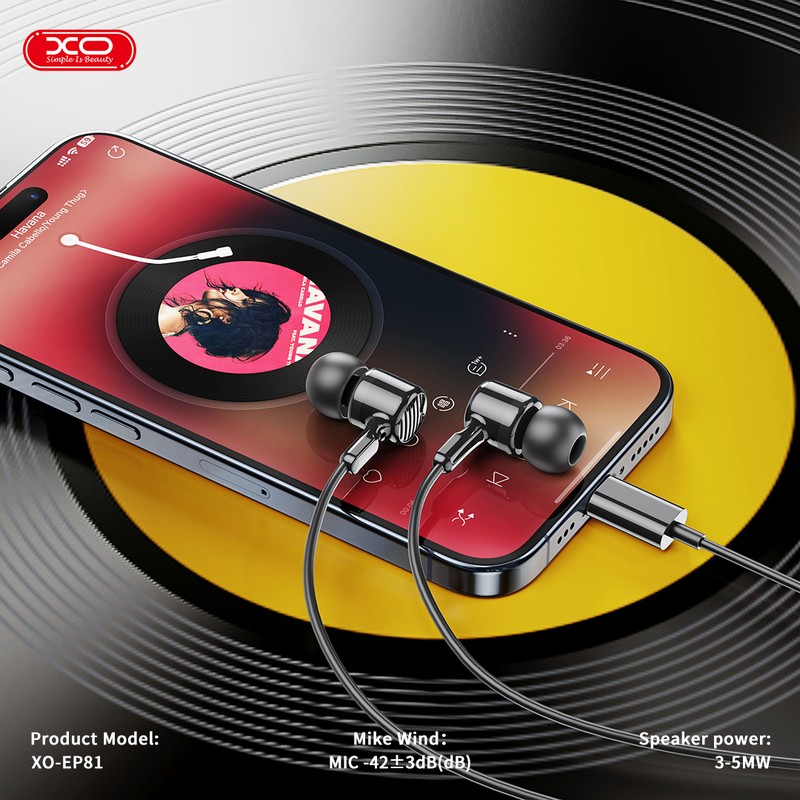 Casti XO cu fir EP81 USB-C, cablu 1.2m, Alb