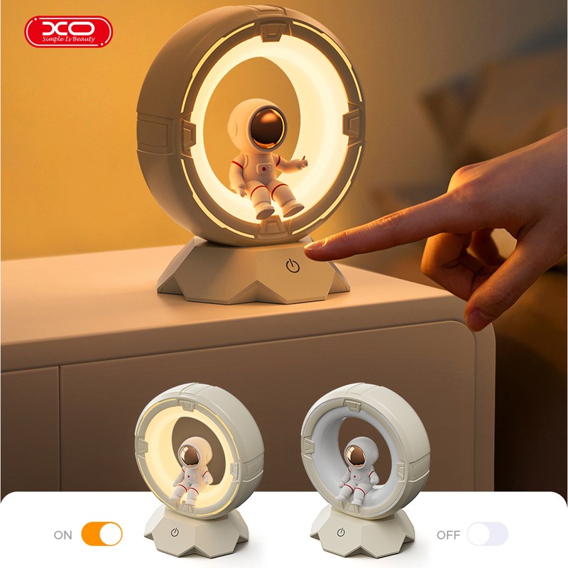 Lampa LED XO astronaut OZ12, acumulator 1200 mAh, port USB-C, lumina alba cu temperatura reglabila 3000K - 5000K, alba