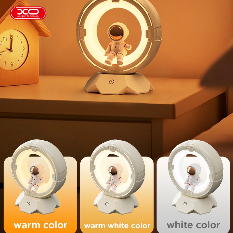 Lampa LED XO astronaut OZ12, acumulator 1200 mAh, port USB-C, lumina alba cu temperatura reglabila 3000K - 5000K, alba