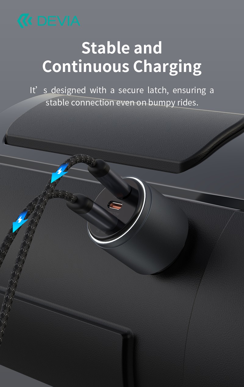 Incarcator auto Devia, PD QC 116 W, 1x USB + 2x USB-C, negru