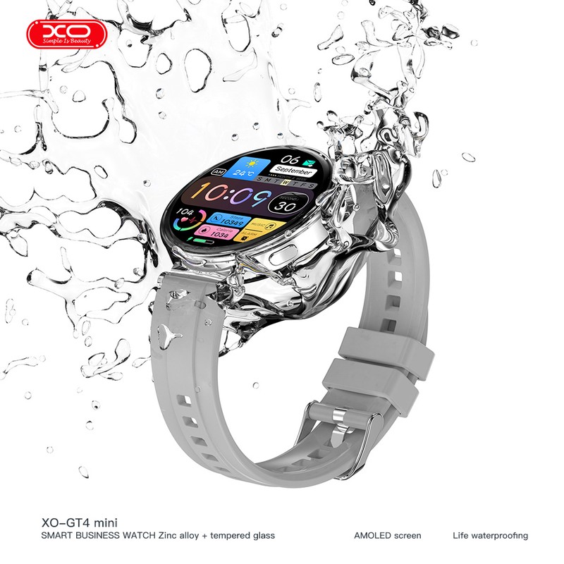 Smartwatch XO GT4 Mini, AMOLED, argintiu, IP68, incarcare 2 h, ecran 1,32 inch, Amoled 1,32 inch 466x466 pix, 200 mAh