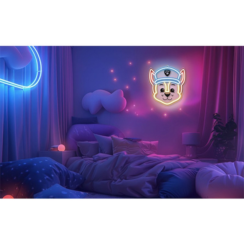 Neon LED pe plexiglas Psi Patrol, Paw Patrol Chase, dimensiuni 40 x 40cm, cablu USB cu lungime 1.5m
