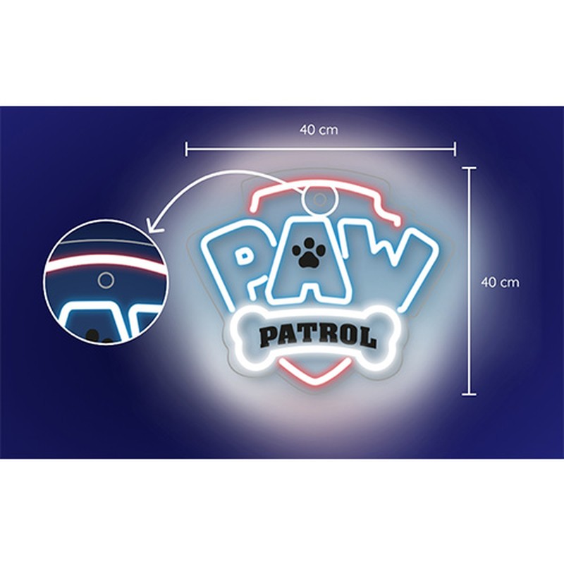 Neon LED pe plexiglas Psi Patrol, Paw Patrol Logo, dimensiuni 40 x 40cm, cablu USB cu lungime 1.5m