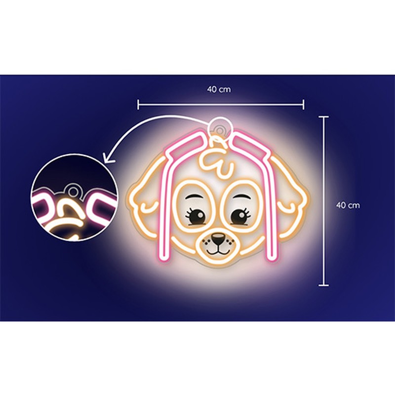 Neon LED pe plexiglas Psi Patrol, Paw Patrol Skye, dimensiuni 40 x 40 cm, cablu USB cu lungime 1.5m