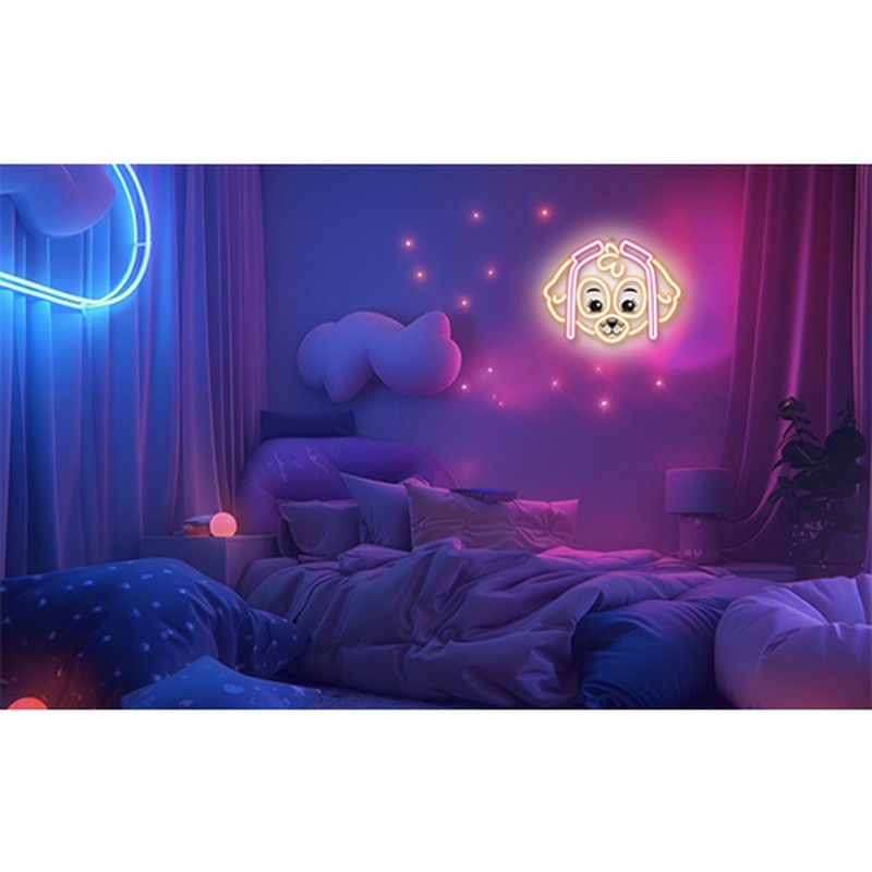 Neon LED pe plexiglas Psi Patrol, Paw Patrol Skye, dimensiuni 40 x 40 cm, cablu USB cu lungime 1.5m