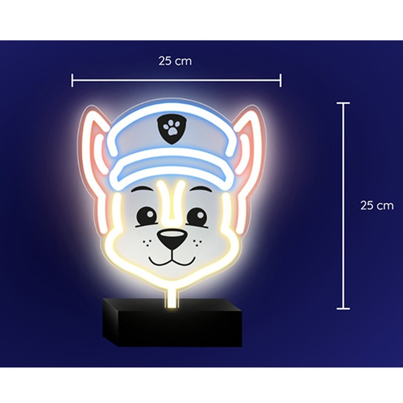 Neon LED cu suport Psi Patrol, Paw Patrol Chase, dimensiuni 25 x 25cm, cablu USB cu lungimea 1.5m