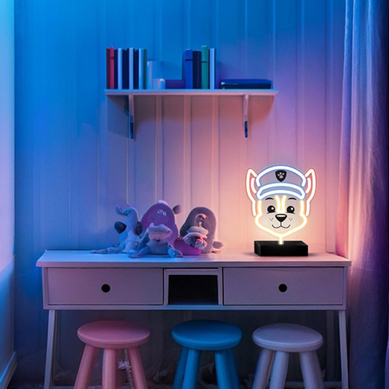 Neon LED cu suport Psi Patrol, Paw Patrol Chase, dimensiuni 25 x 25cm, cablu USB cu lungimea 1.5m