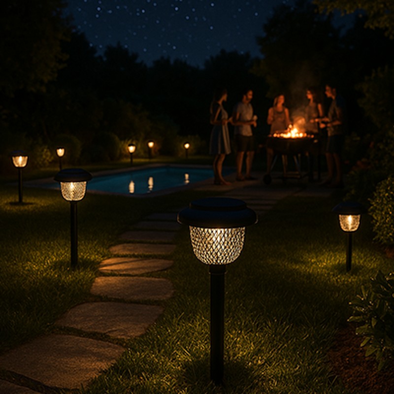 Lampa solara LED Filament, cu stalp de otel, Forever Light Sunari FLS-30, IP44, panou solar Monocristalin, baterie Ni-MH 1,2 V⎓ 800 mAh, 10 lm, dimensiuni 126x126x620mm, lumina alba calda, material ABS, sticla si otel