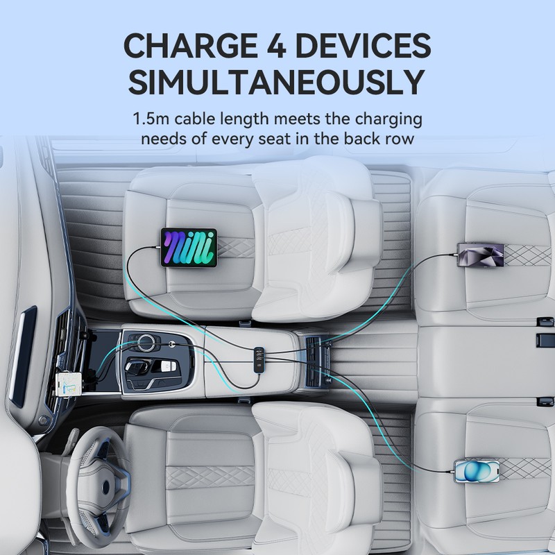 Incarcator auto BWOO CC107, PD 30 W, 1x USB-C, cablu 1.5m, negru