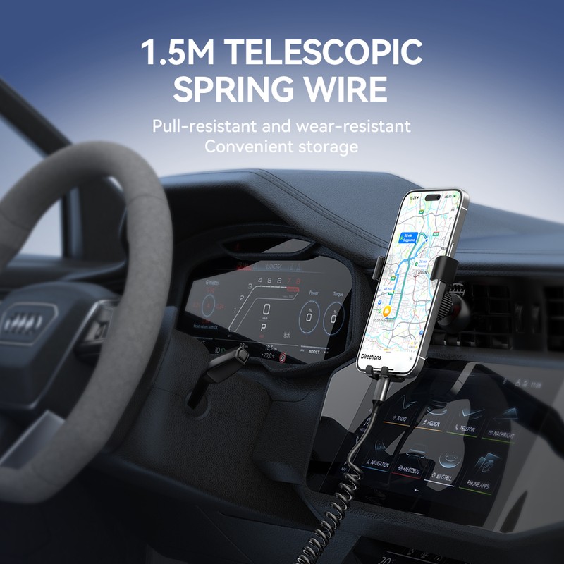 Incarcator auto BWOO CC96C, PD 30 W, 1x USB-C + 1x USB, cablu 1.5m, gri