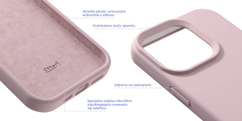 Husa Etteri Silicone pentru Samsung Galaxy A17 5G, Carcasa, -10°C pana la +45°C, orificii pentru atasarea unui snur, Roz