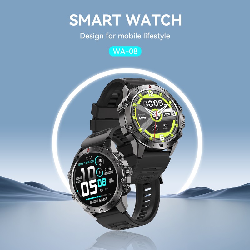 Smartwatch BWOO WA-08, AMOLED 1.43 inch, negru, IP67, incarcare 2 h, ecran 1,43 inch, Amoled 1,43 inch 466x466 pix, bluetooth v.5.3