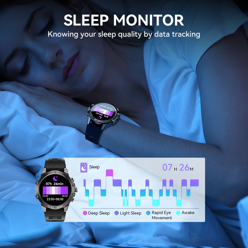 Smartwatch BWOO WA-08, AMOLED 1.43 inch, negru, IP67, incarcare 2 h, ecran 1,43 inch, Amoled 1,43 inch 466x466 pix, bluetooth v.5.3