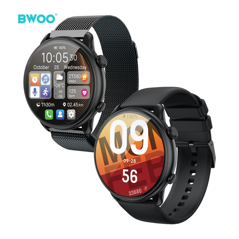 Smartwatch BWOO WA-10, AMOLED 1.32 inch, negru, IP68, incarcare 2 h, ecran 1,32 inch, Amoled 1,32 inch 466x466 pix, 280 mAh, bluetooth v.5.3
