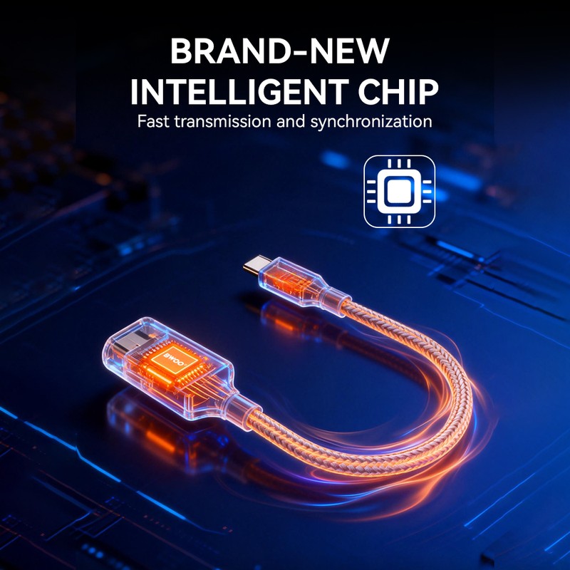 Adaptor OTG BWOO BZ69, USB-C tata la USB mama, cablu 0.18m cu invelis exterior nylon impletit, interfata USB 3.0, 5Gbps,  gri