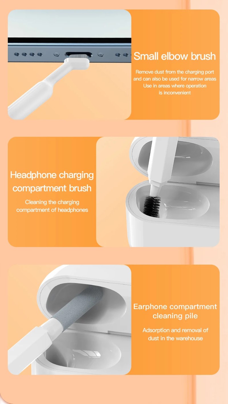 Set de curatare si intretinere dispozitive electronice, 20 in 1, cu perii, instrumente de accesat zone, pompa praf, dispenser lichide, pentru utilizare multifunctionala