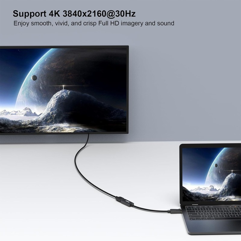 Adaptor unidirectional Benfei, DisplayPort 1.2 la HDMI 1.4 4K, cablu 0.15m, Negru