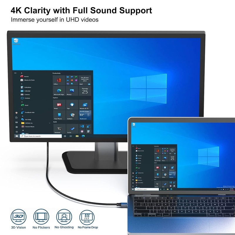 Cablu Benfei 8K USB-C la DisplayPort, 7680x4320 la 60Hz, 4K 144Hz, lungime 0.9m, invelis exterior nylon impletit, carcasa conectori din aluminiu, Gri