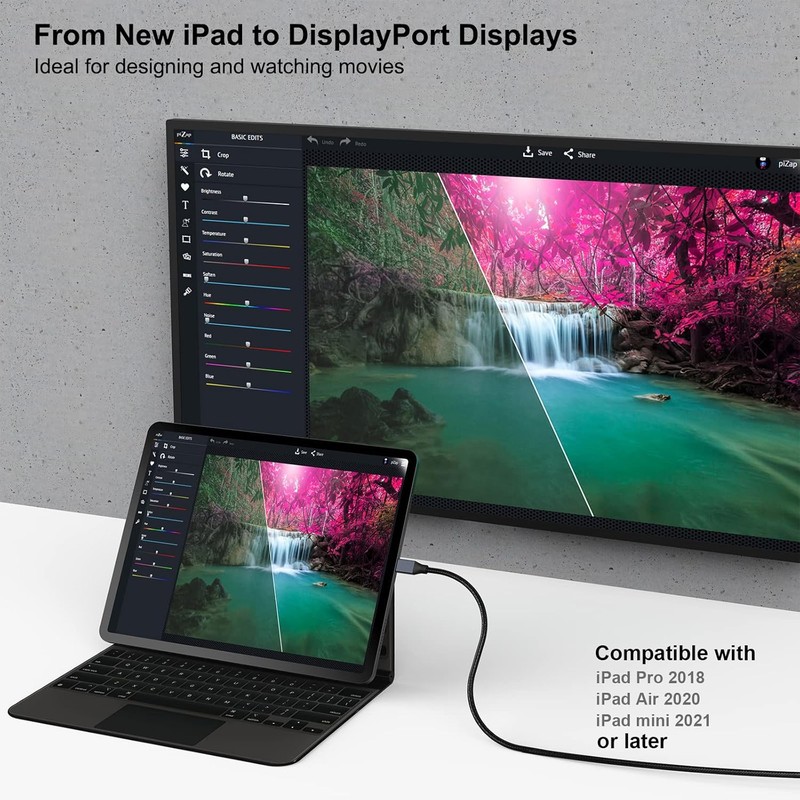 Cablu Benfei 8K USB-C la DisplayPort, 7680x4320 la 60Hz, 4K 144Hz, lungime 0.9m, invelis exterior nylon impletit, carcasa conectori din aluminiu, Gri