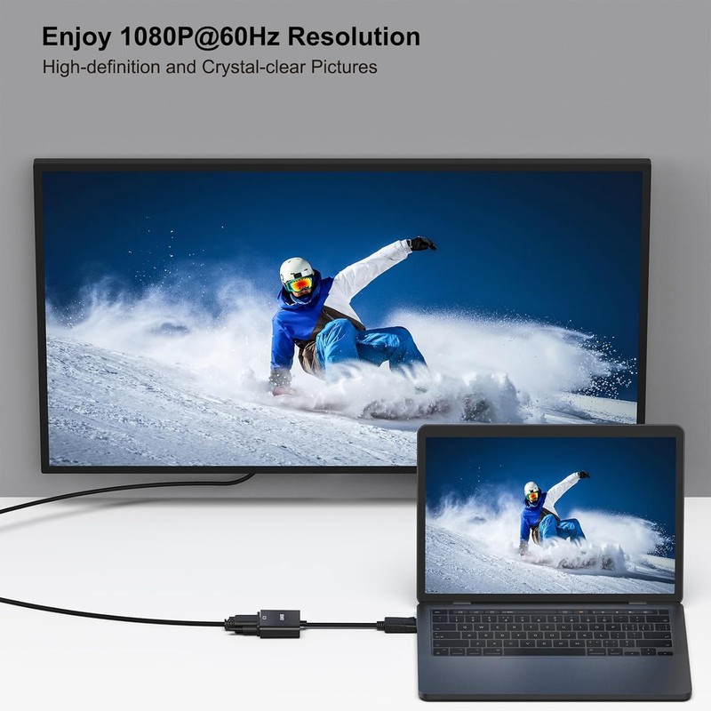 Adaptor Benfei unidirectional DisplayPort la VGA 1080P la 60Hz, cablu 0.25m, cip IC, Negru