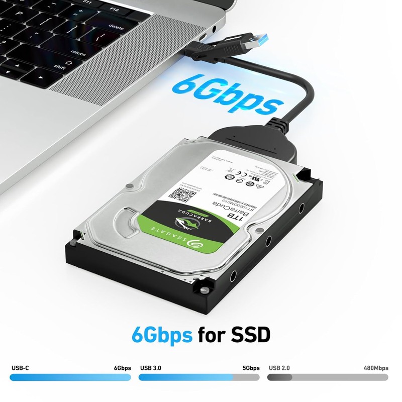 Cablu de date Benfei, USB-C + USB-A - SATA III, 6Gbps, cablu 0.27m, pentru HDD si SSD, negru