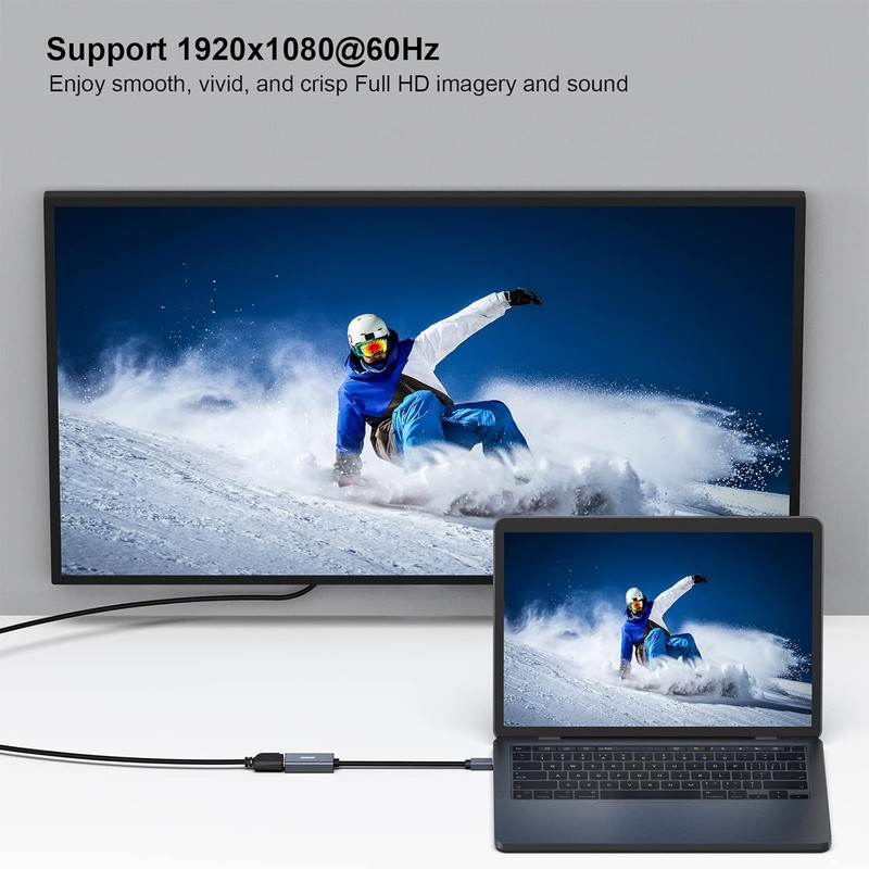 Adaptor unidirectional Benfei mini DisplayPort la HDMI, Full HD 1920x1080 @ 60Hz, cablu 0.15m, Gri