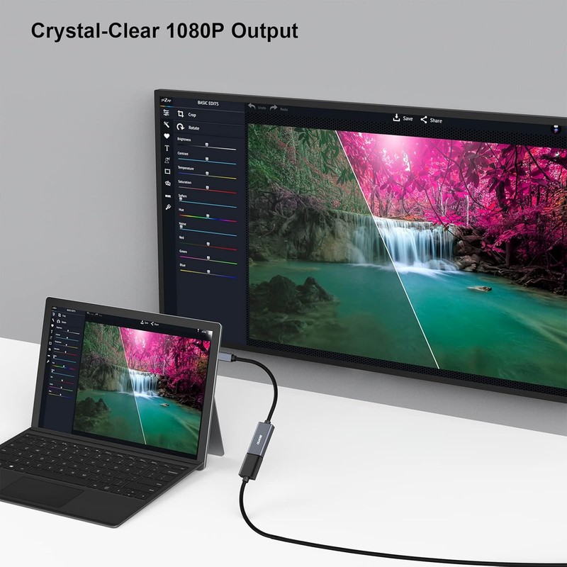 Adaptor unidirectional Benfei mini DisplayPort la HDMI, Full HD 1920x1080 @ 60Hz, cablu 0.15m, Gri
